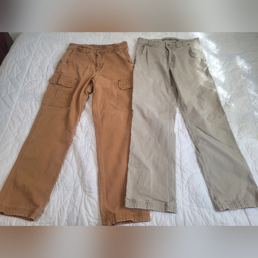 2 Pairs, Duluth Trading Co Flex Fire Hose Work Pants, Tagged 34×34 Relaxed Fit